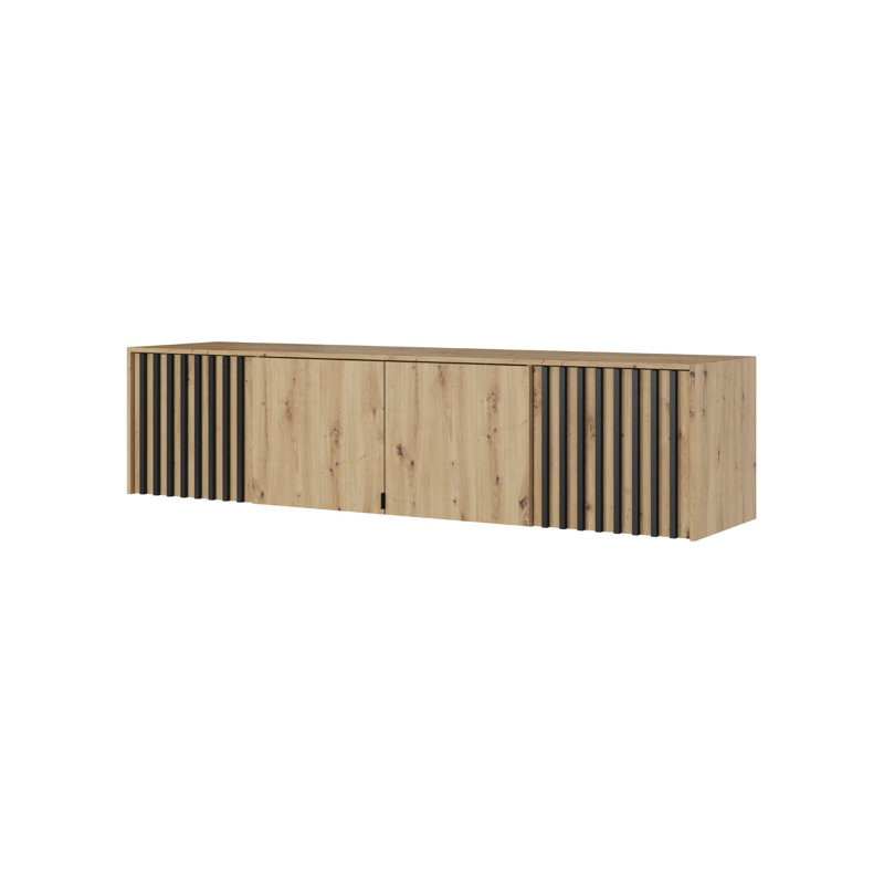 Hamidah 3 Door Wardrobe, Graphite/Oak, 50cm H x 205cm W x 51cm D