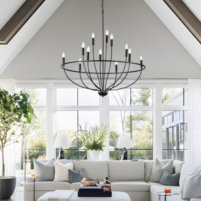 Orono 12 - Light Graceful Curve Candlestick Metal Chandelier