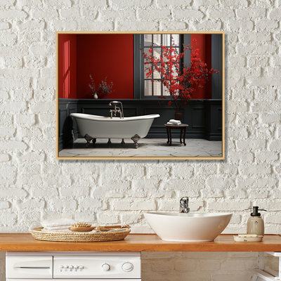 Red Modern Bathroom Charm V - Laundry Wall Art
