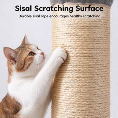 22" monster cat scratching post with sisal rope and interactive hanging toy, sturdy scratch pole for kittens and large cats in green