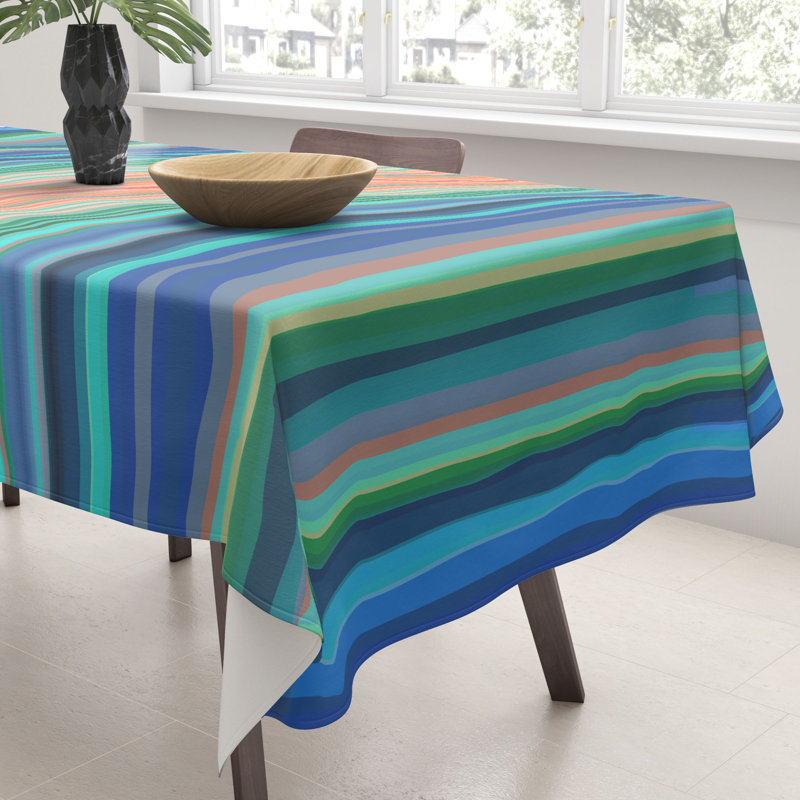 Sheila Wenzel-Ganny Bold Blue Orange Stripes Tablecloth