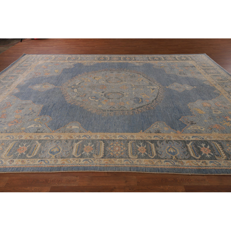 Vegetable Dye Blue Oushak Oriental Area Rug 9x13
