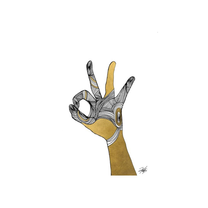 Sign Language II Print by Kelli Ellis, Gilded Gold, 53" H x 40" W x 1.5" D