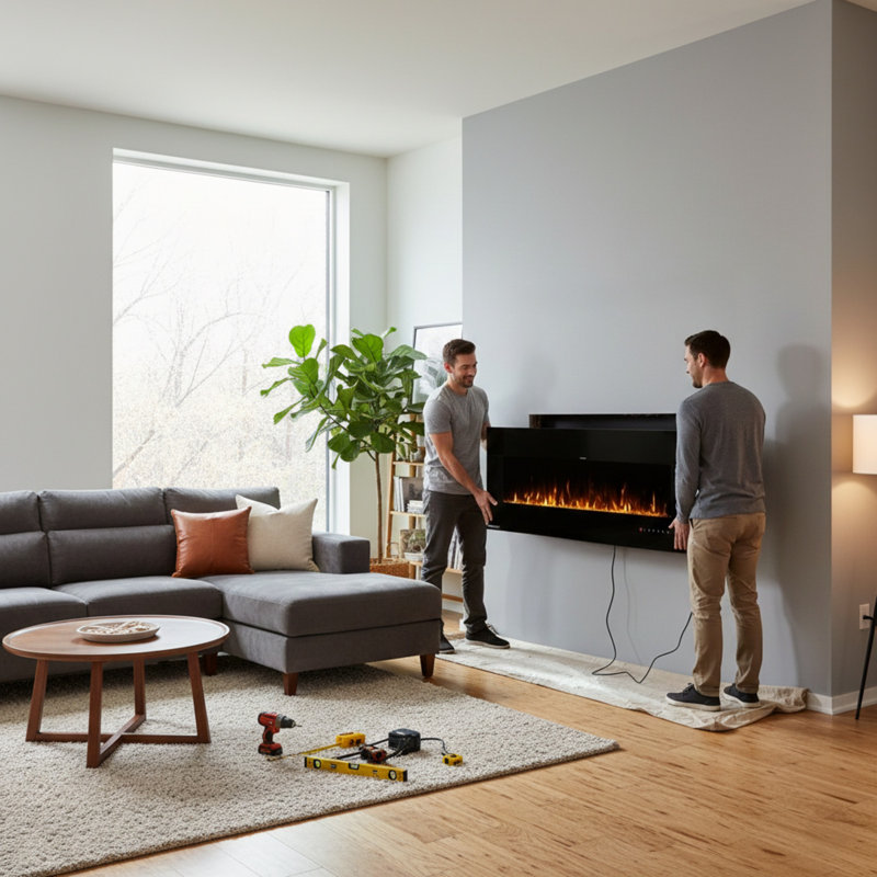 Foyer électrique avec haut-parleurs Northwest, H 20,47 po x l 72 po x P 4,28 po