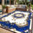 Ornate Blue And Gold Pattern Area Rug, Soft And Lightweight, Suitable For All Seasons, Easy To Maintain And Easy To Clean, Machine Washable Carpet Floor Mat, Suitable For Living Room, Bedroom, Dining Room, Balcony, Office, Room Decor, Home Decor, Outdoor-1562445197