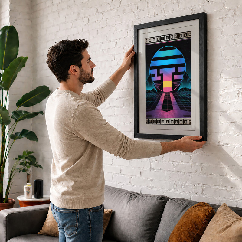Digital Figure Retro - Framed Print, A1 - 84.1 x 59.4 cm, Black