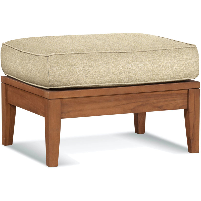 Messina Outdoor Teak Ottoman, Beige Chenille; 6301-85