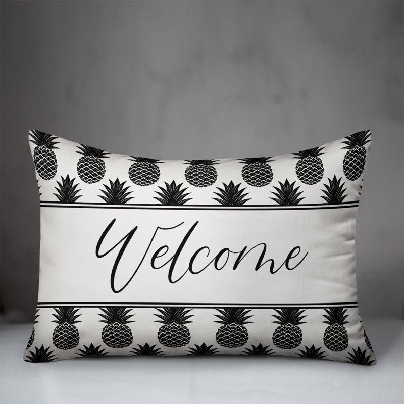 Geometric Outdoor Reversible Throw Pillow, Black