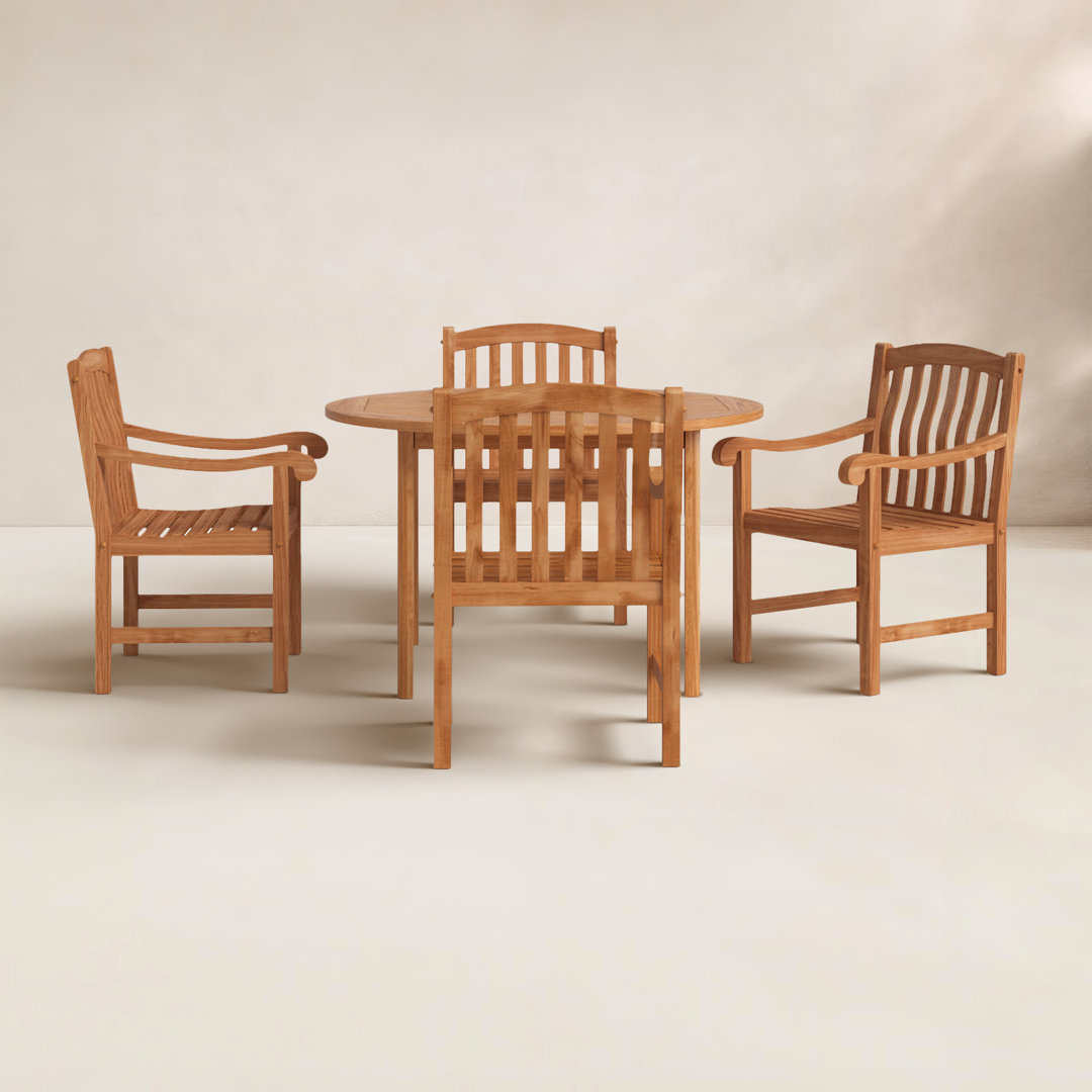 Eleana 4 - Person Teak Wood Patio Dining Set with Round Table Birch Lane™