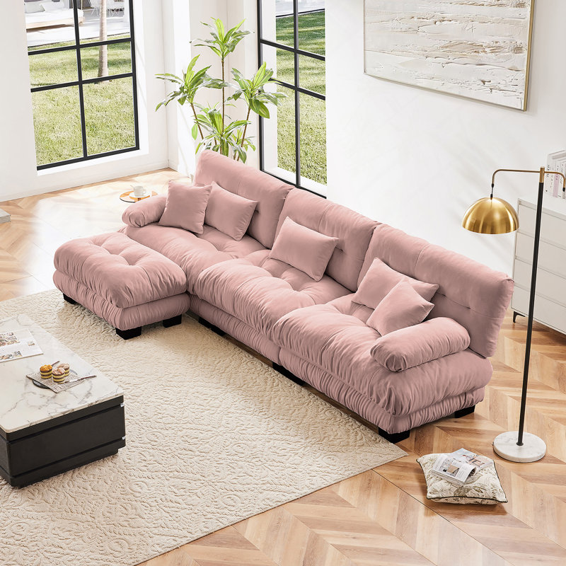 Luxueux canapé modulaire surdimensionné pour le salon, offrant confort et style suprême, Rose