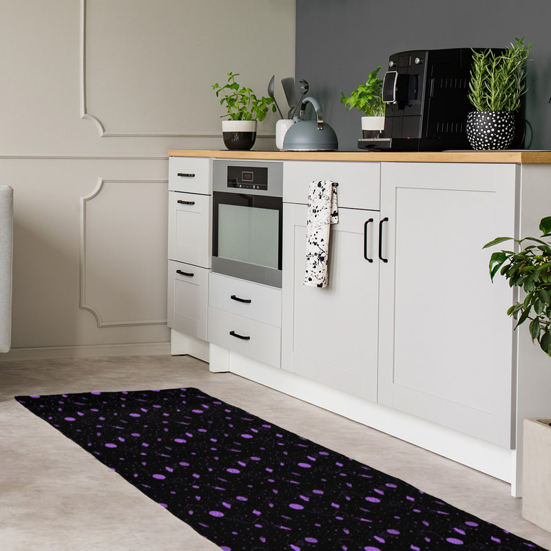 Tapis extérieur espace noir/mauve zone, Tapis de couloir 2 pi 6 po x 8 pi