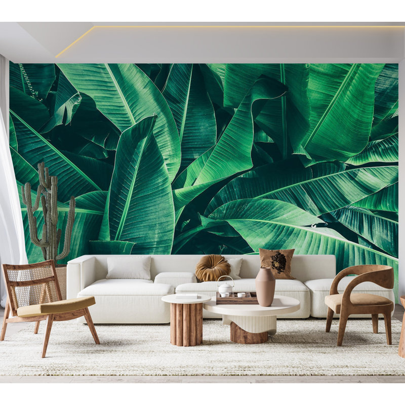 Murale pelez et collez de qualité supérieure - feuilles tropicales, L 150 po x L 108 po