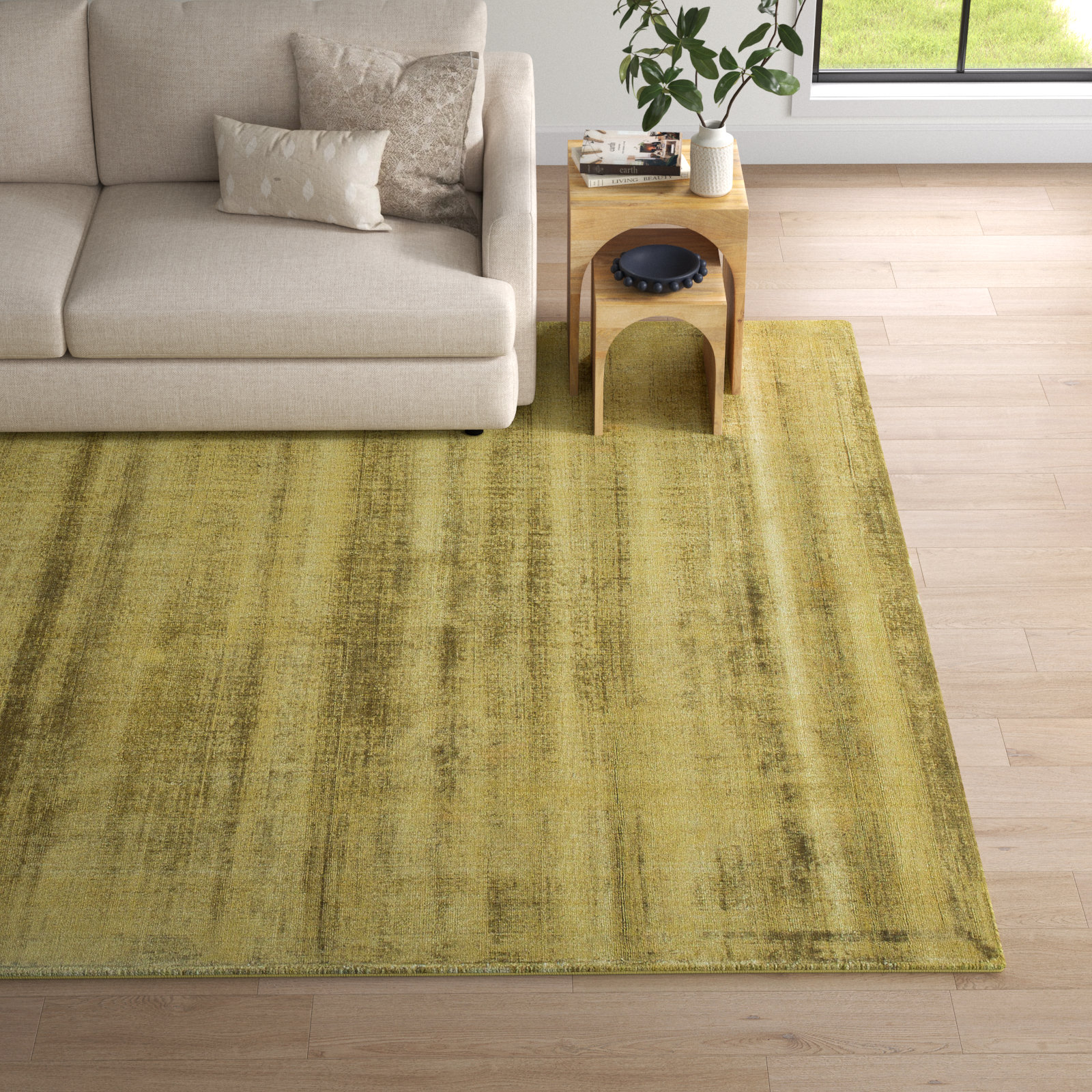 Fennel Hand Loomed Viscose Area Rug, Rectangle 5' x 8'