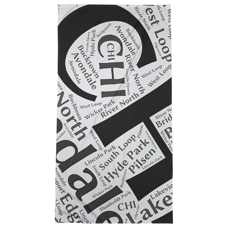 Bath Towel, Black, Poly/Cotton, Chicago