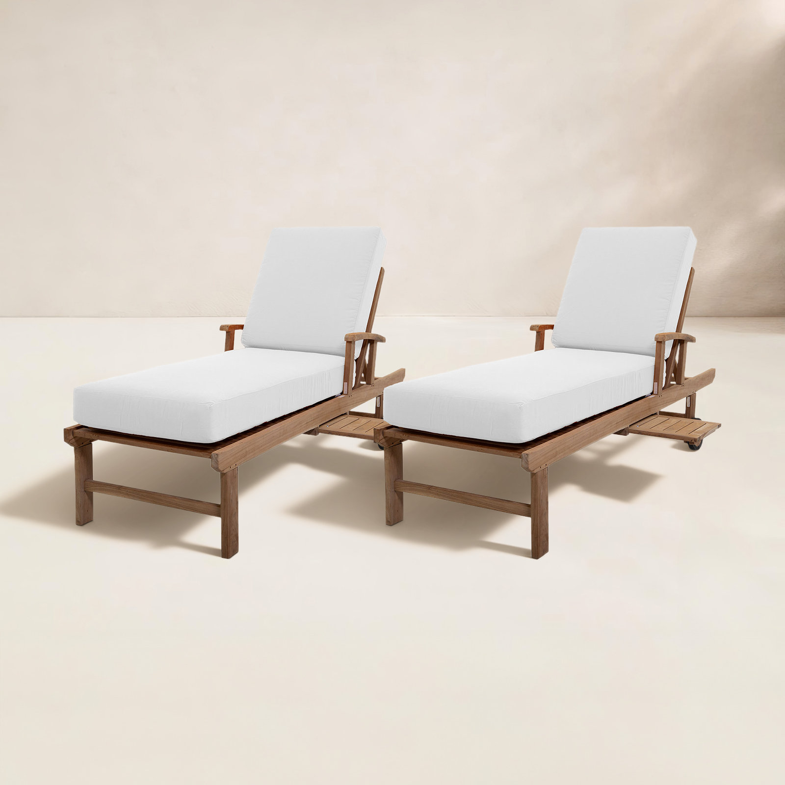 Huntington 26'' Outdoor Teak Chaise Lounge, White Sunbrella®