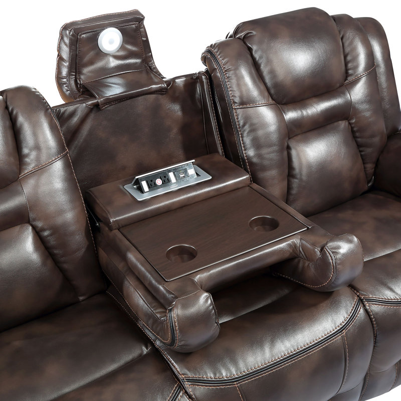 Danarius 88.25'' Faux Leather Power Reclining Sofa