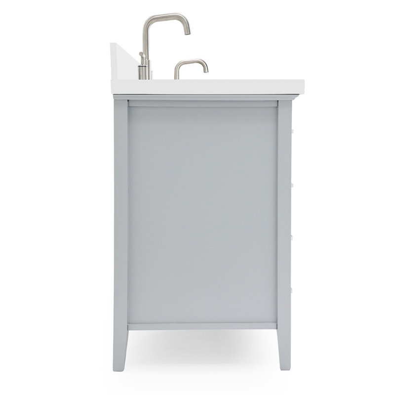 Kensington 73'' W Double Vanity, Gray, Oval, Pure White Quartz