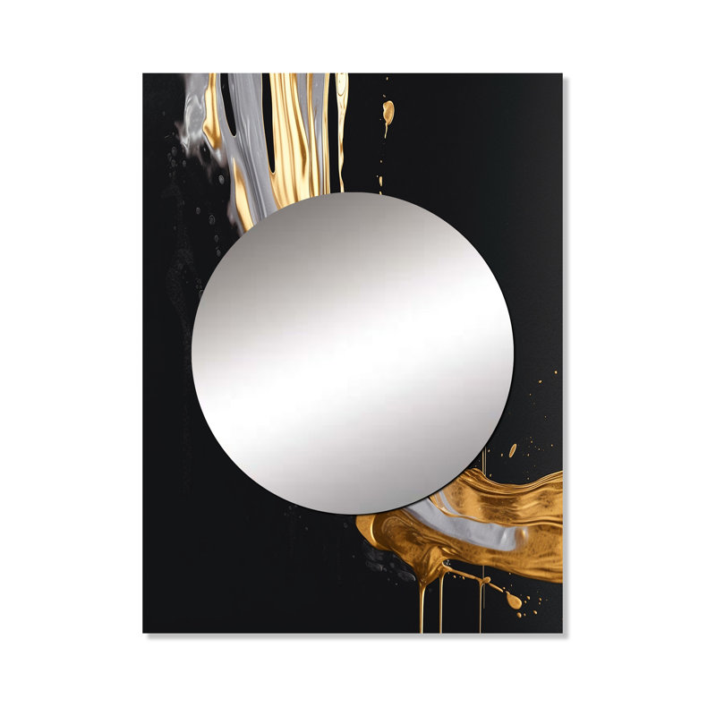Ridoy Gold And Black Marble Medley I - Marble Mirror, Modern Unique Wall Mirror, Printed Metal Art, 40" x 30"