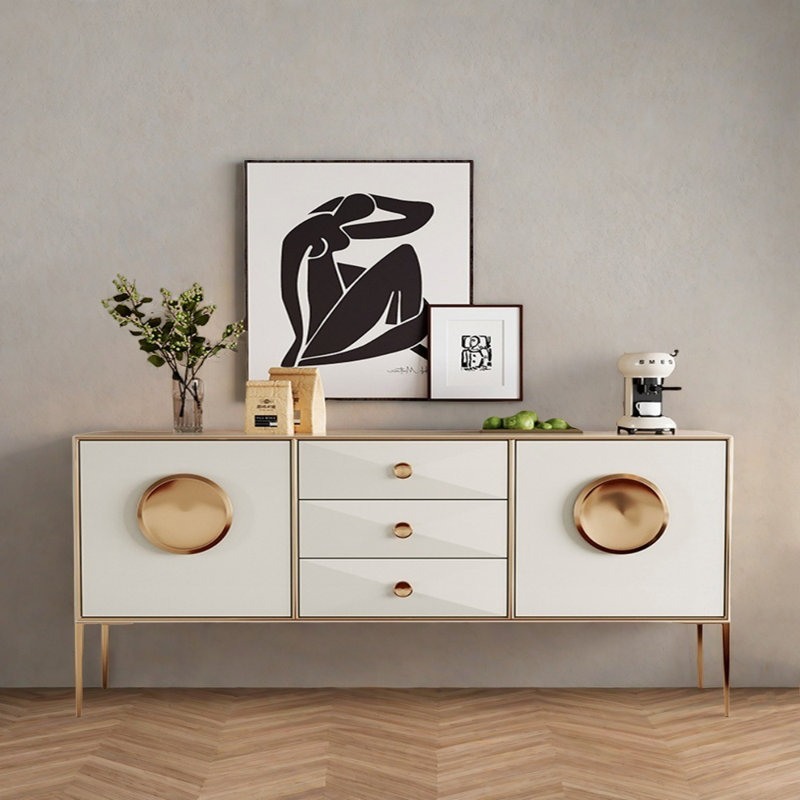 High-End Design Sideboard, 35.43" H x 62.99" W x 15.75" D, White
