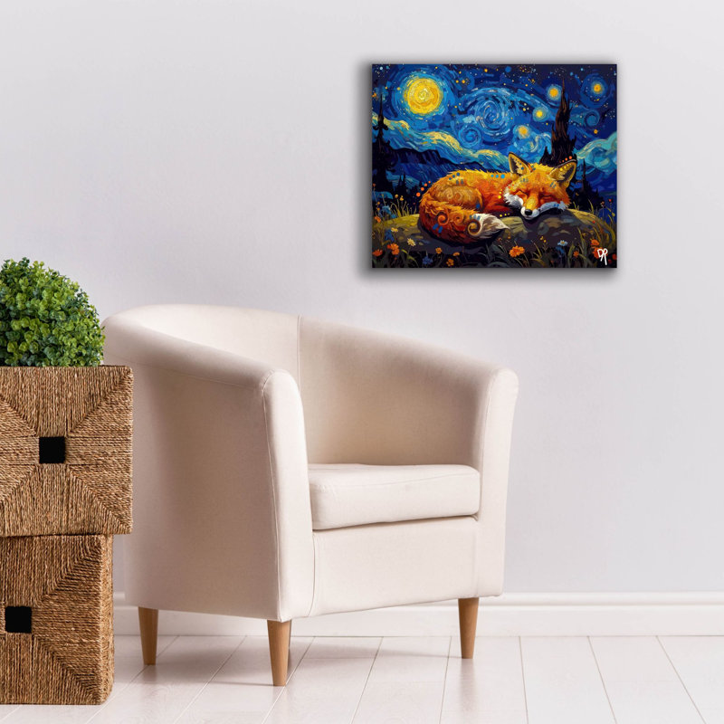  «The Starry Fox Dreamer» par Dean Russo, art mural sur toile, 24 po x 20 po, 24"x20"