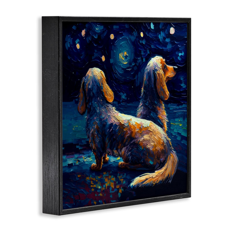  Van Gogh Style Dogs Framed Giclee Art by Svetlana Aleynikova, H 17 po x l 17 po, Giclée encadrée noir minuit