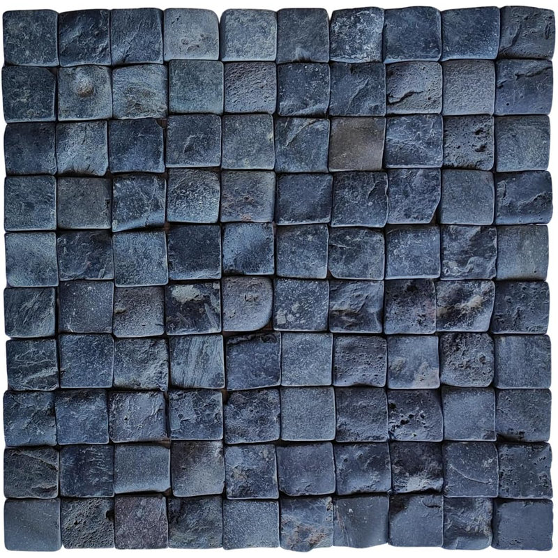 Carrelage mosaïque carré CNK Tile Bali Ocean Pebble 1 po x 1 po, Super noir