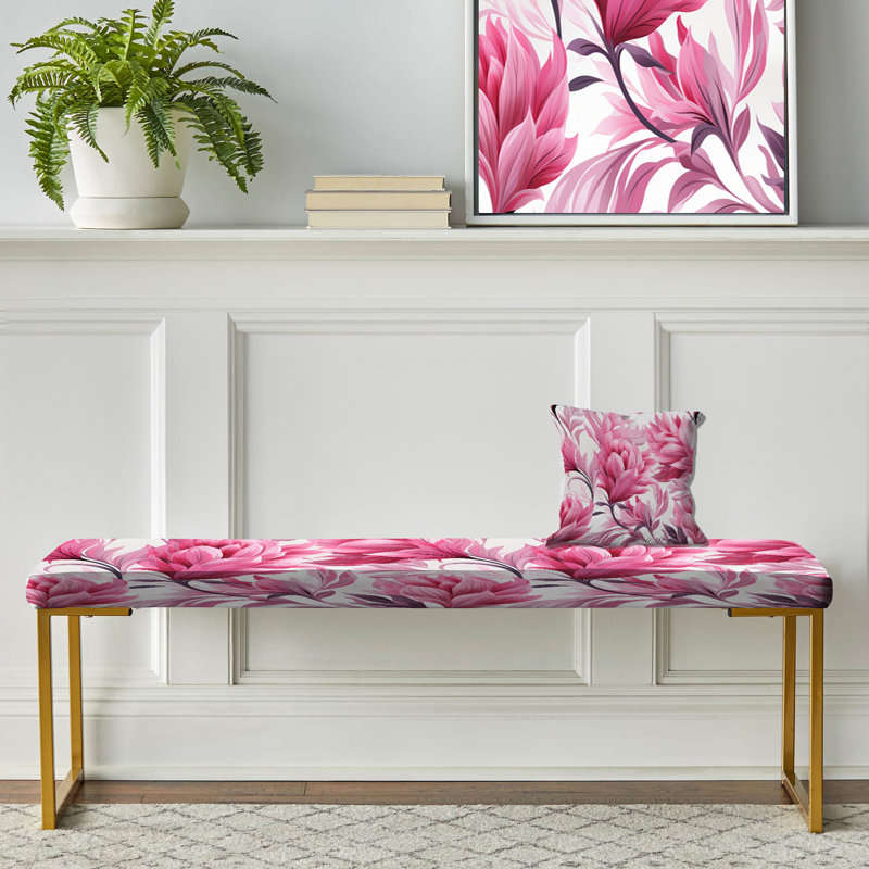 Banc rembourré floral rose Ikat