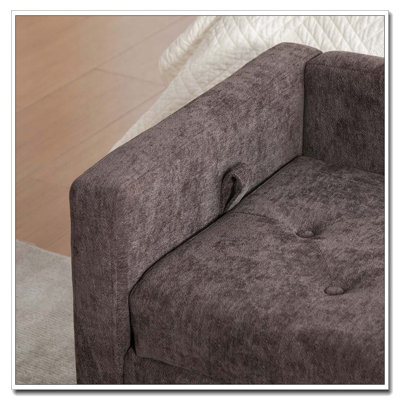 64.6" Upholstered Chenille Flip-Top Storage Bench with Tufted Accent, Armrests & Backrest, Rubberwood Legs