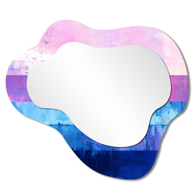 Abstract Cloud-Shaped Wall Mirror – Horizons of Gravity Embrace of Purple and Blue, Metal Print