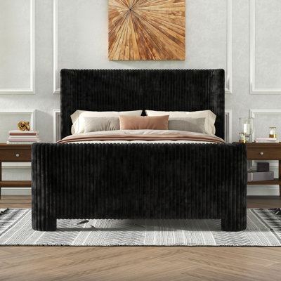 Faux Fur Upholstered Wingback Bed Frame