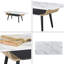 Table basse 47 po avec plateau en verre marbré et bois cintré-1581446030