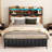 Platform Bed Frame With Storage Upholstered Shelves Headboard-247769732
