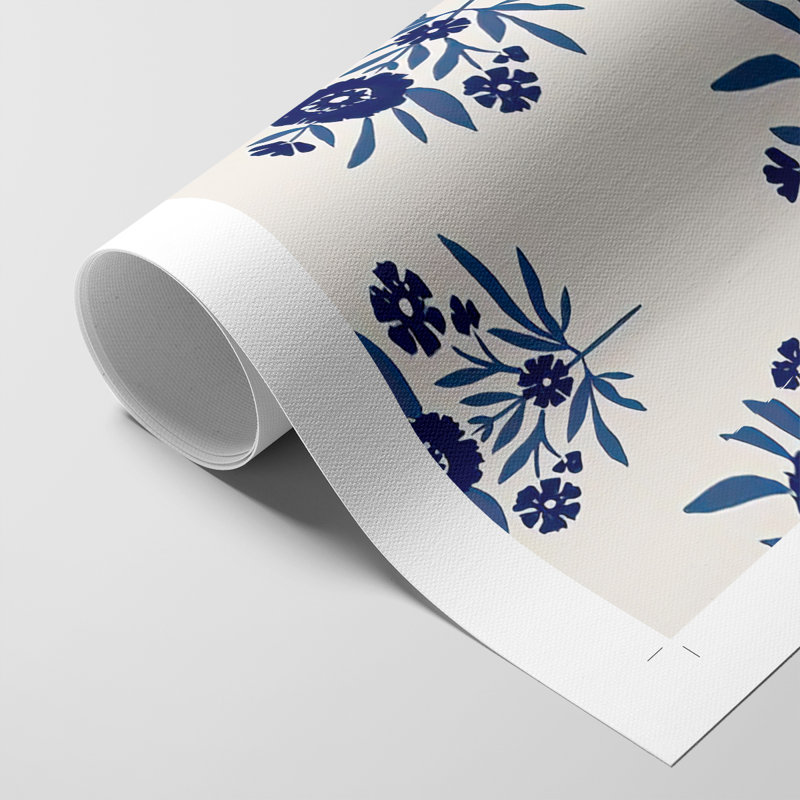 Motif de fleurs indigo II - impression sur toile seulement - non encadrée, H 60 po x l 40 po