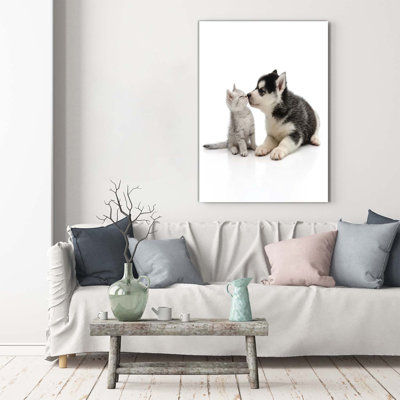 Dog And Cat - Wrapped Canvas Print