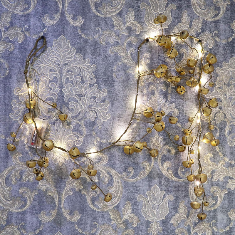 35cm Lighted Faux Garland with Lights, Gold
