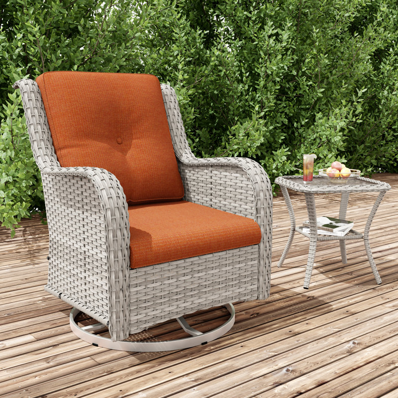 Behrend 2 - Person Patio Dining Set Square Table with Cushions Included, Orange
