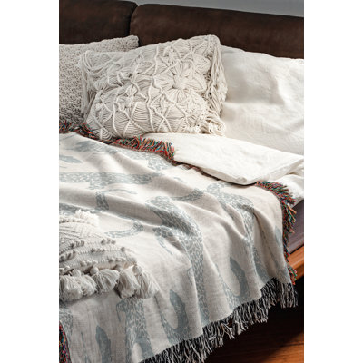 Bolt Leopard Cotton Blend Blanket Throw
