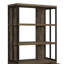 Bibliothèque rustique à chevrons au fini chêne, 3 tablettes ouvertes et armoire à 2 portes
