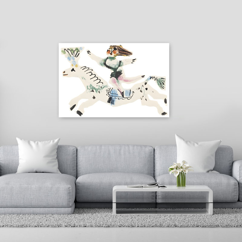 Whimsical Horse Ride Playful Whimsical Contemporary Horse Wall Art Print 1 Piece Wrapped Canvas Wall Art