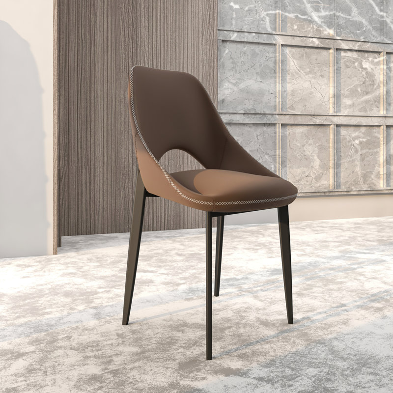 Newsom Modern Curved Open-Back Upholstered Dining Chair with Sturdy Iron Metal Legs, Heavy-Duty 440 lb. Weight Capacity - Perfect for Dining Room, Kitchen, or Vanity