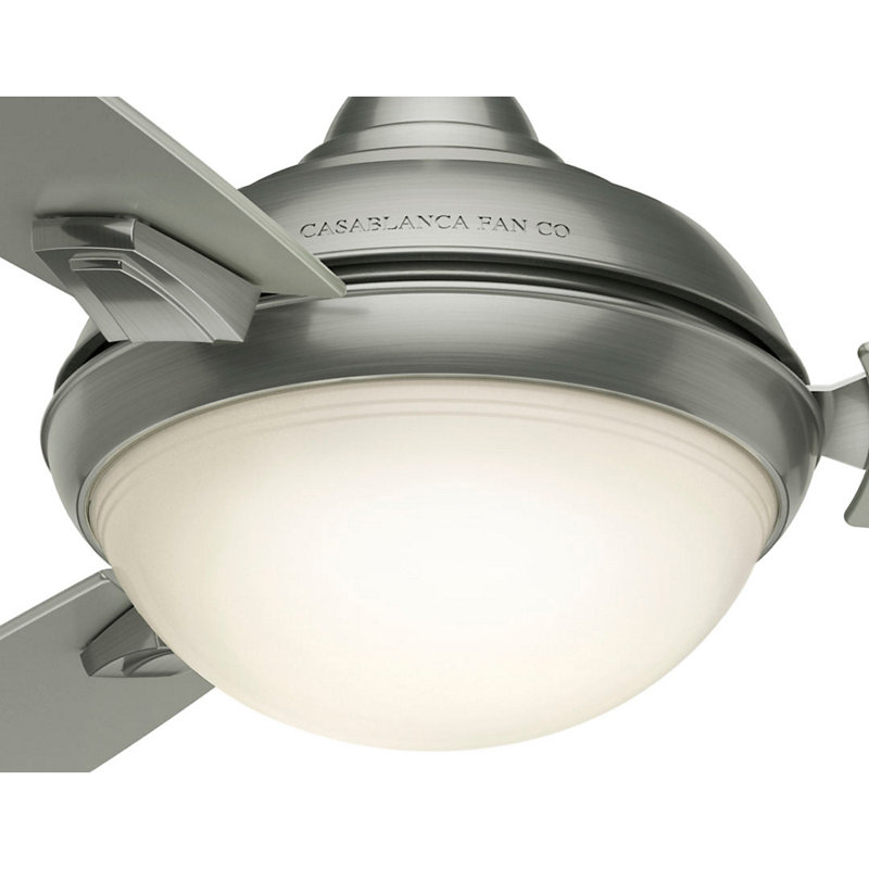 54" Verse 3 - Blade Outdoor Standard Ceiling Fan with Pull Chain and Light Kit Included, Satin Nickel