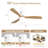 52"Smart Flush Mount 3-Blade Solid Wood Ceiling Fan With Light and Remote/App/Voice Control（White&Beige）-1293491627