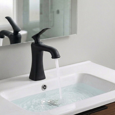 TJAB3581 Single Handle Single Hole Bathroom Faucet in Matte Black