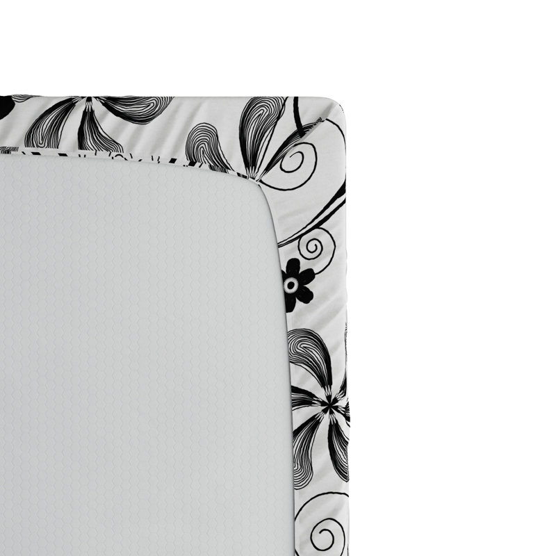 Microfiber Fitted Sheet, Twin Fitted Sheet, Black Floral