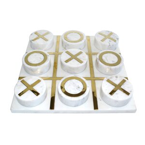 Decorative Tic Tac Toe Game Contemporary Stylish and Gold Marble Family Game Night