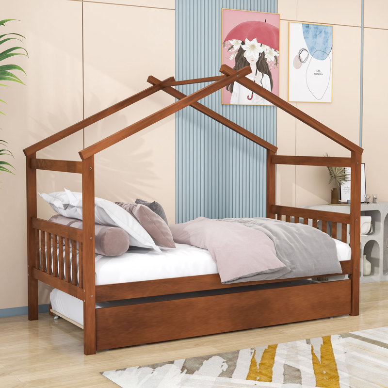 Patchin Wood Daybed with Trundle and Slats, Walnut, Twin