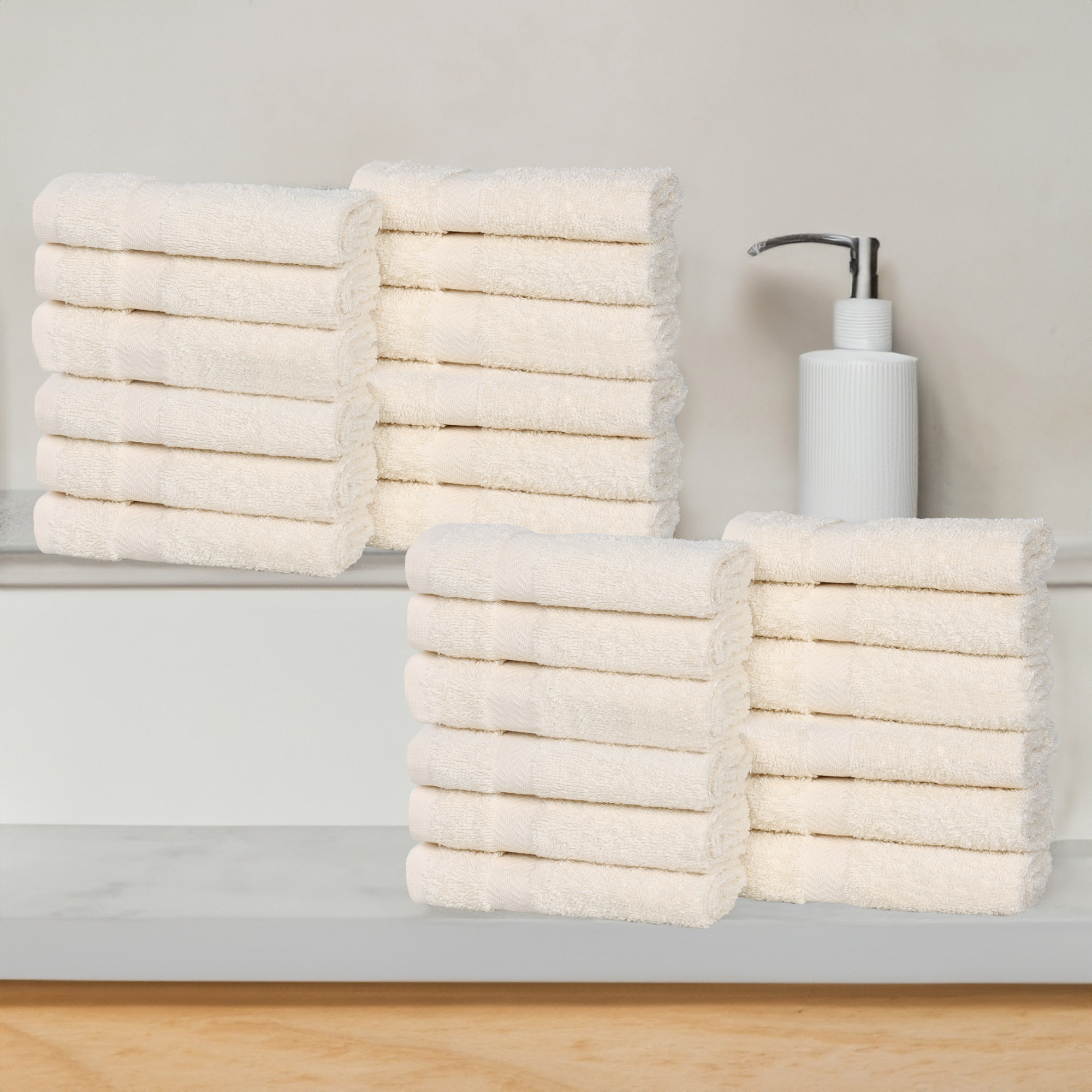 Franklin Cotton Lightweight Quick-Drying Face Towel Washcloth, Ivory