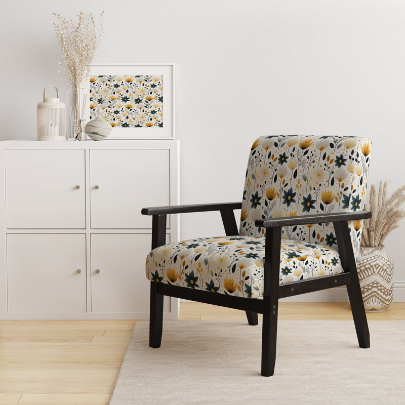 Chaise rembourrée en velours Nordic Yellow Simplicity Floral Grace