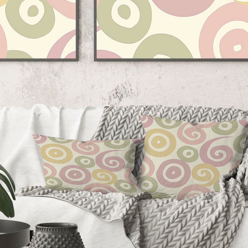 Coussin décoratif jaune et rose Boho Spirals I - Boho, H 16 po x l 16 po