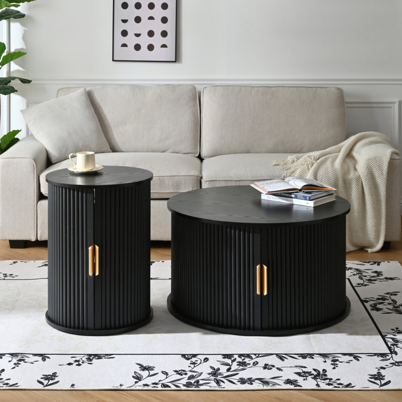 Ensemble de 2 tables basses rondes, Noir
